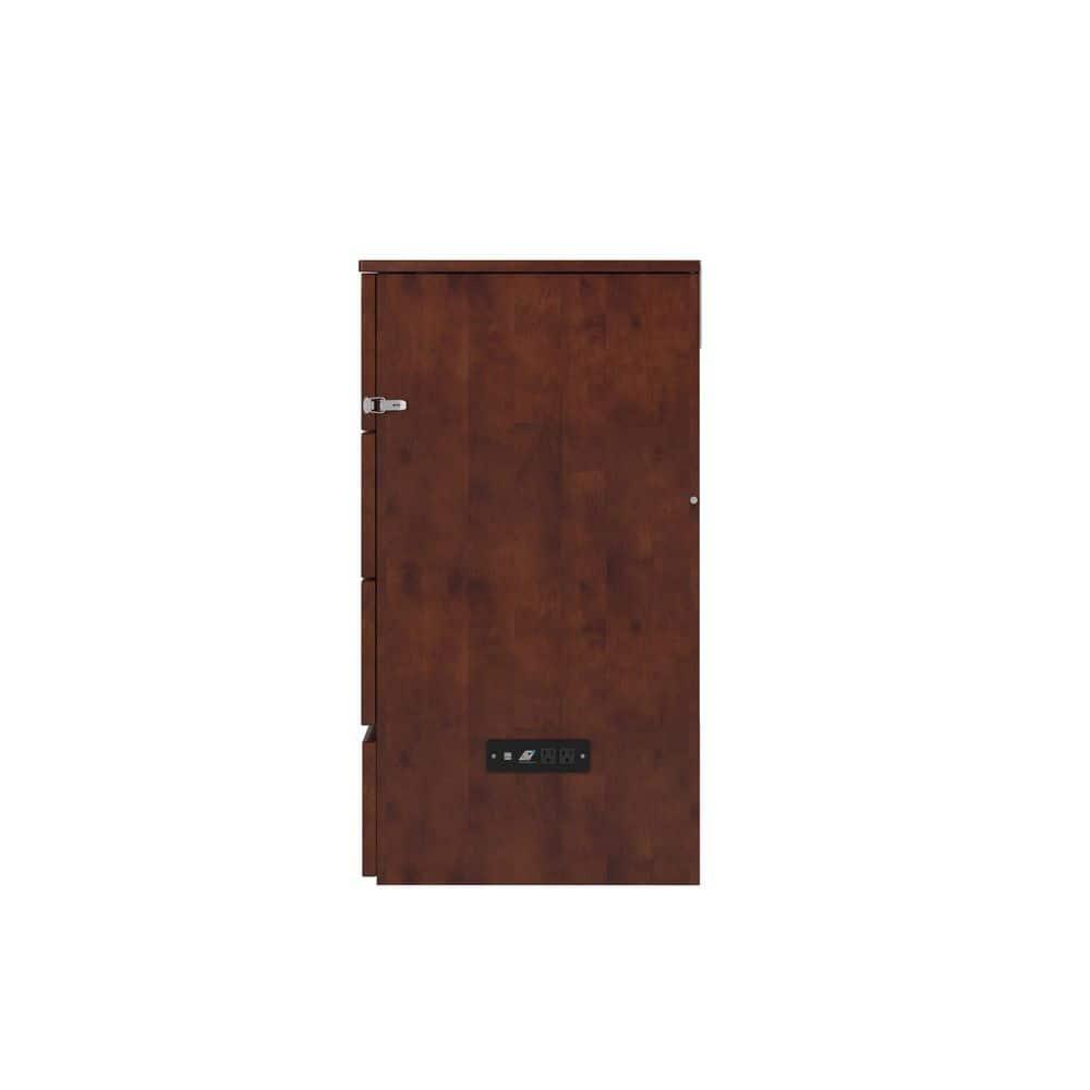 Queen Northfield Murphy Bed Chest Walnut - AFI: Hardwood Frame, Built-In USB Ports & Storage Drawer