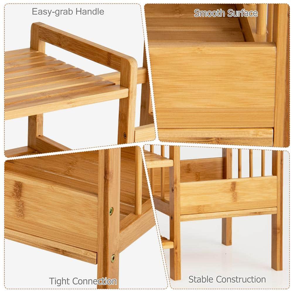 Costway 4-Tier Bamboo Shoe Rack Entryway Organizer w/Umbrella Holder & Shelves