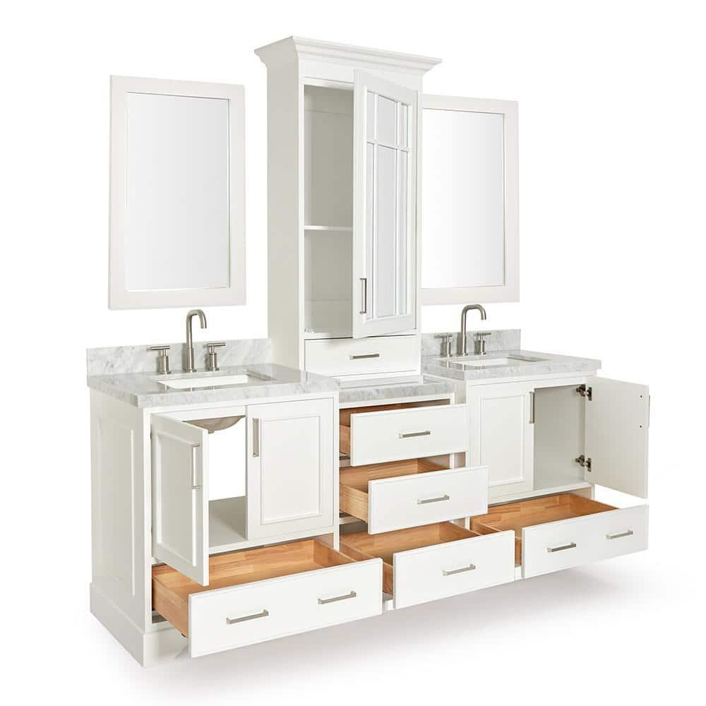 Ariel Stafford 85" Double Sink Vanity Set in White