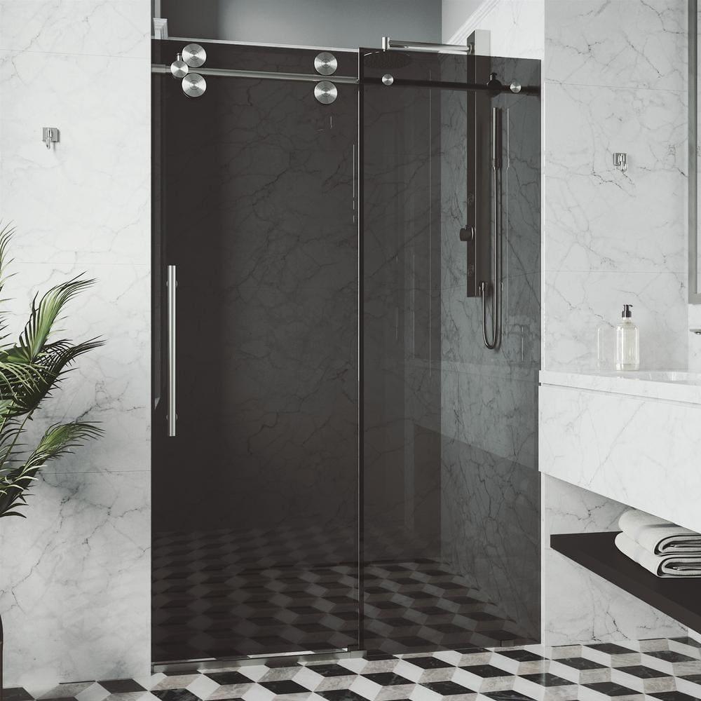 Elan 56-60" W x 74" H Sliding Frameless Shower Door with 3/8" Tinted Glass