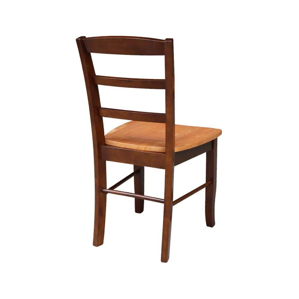 International Concepts Set of 2 Madrid Ladderback Chairs Cinnamon/Espresso: Hardwood Frame, Spot Clean, No Arms