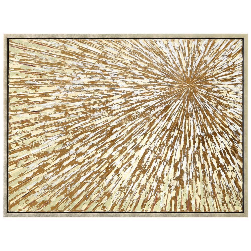 Empire Art Direct Radiant Burst Metallic Hand Painted Framed Canvas Wall Art with Gold Foil
