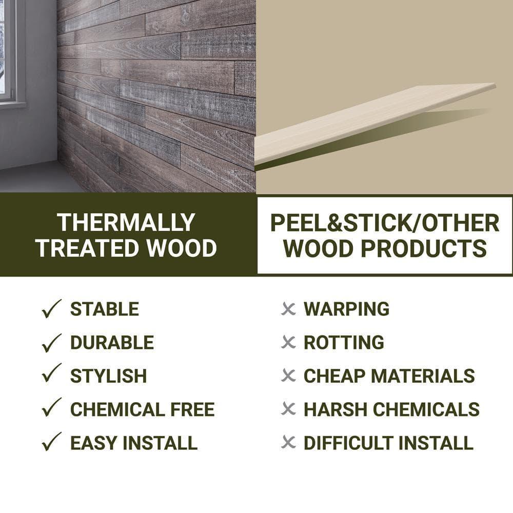 Thermo-Treated 1/4 in. x 5 in. x 4 ft. Barn Wood Wall Planks (10 sq. ft. 6-Pack)