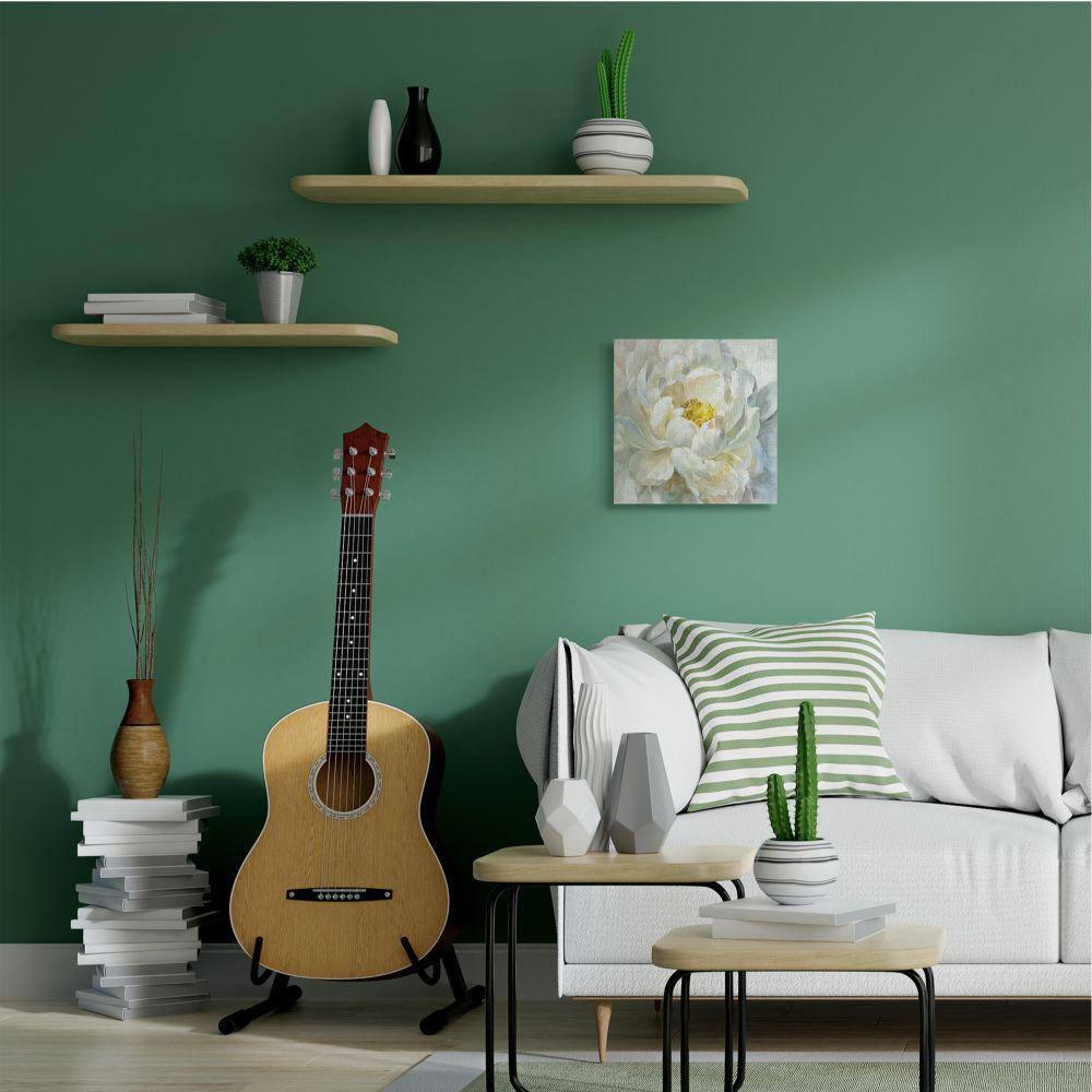 Delicate Flower Petals Soft White Yellow Painting Botanical & Floral Gallery-Wrapped Canvas Print Wall Art, 17x17