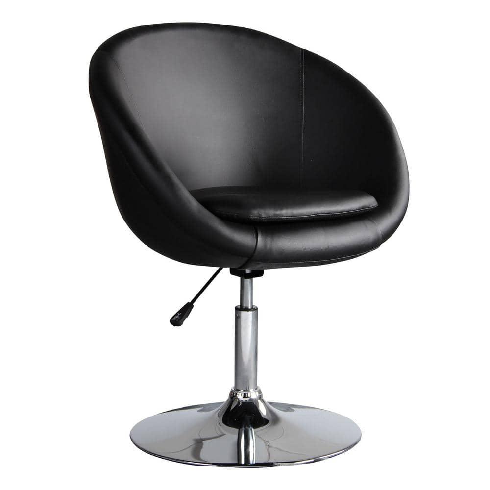 Hopper Black and Polished Chrome Faux Leather Adjustable Height Chair