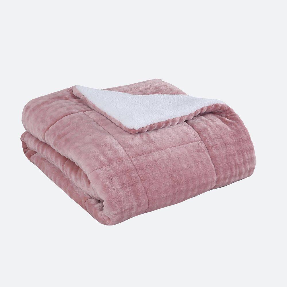Pink Faux Fur Reversible King Comforter Set