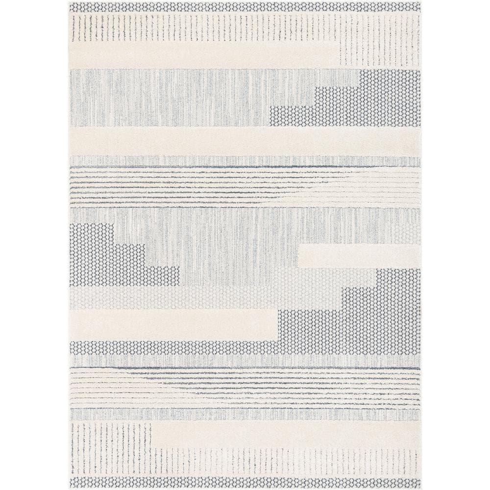 Marcone Briar Tribal Geometric Abstract Light Blue Looped Pile Rug