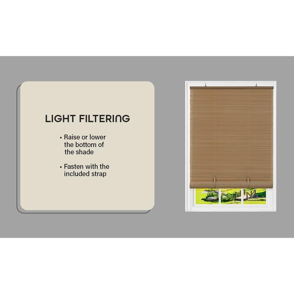 Achim Solstice Cordless Vinyl Light Filtering Window Roll-up Blind, 72" x 48", Woodtone Brown