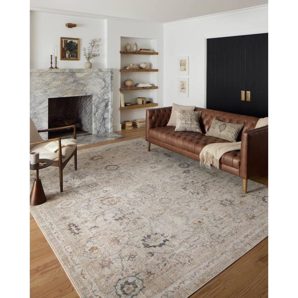 Loloi II Monroe Oriental Machine Woven Polyester Area Rug in Gray/Ivory
