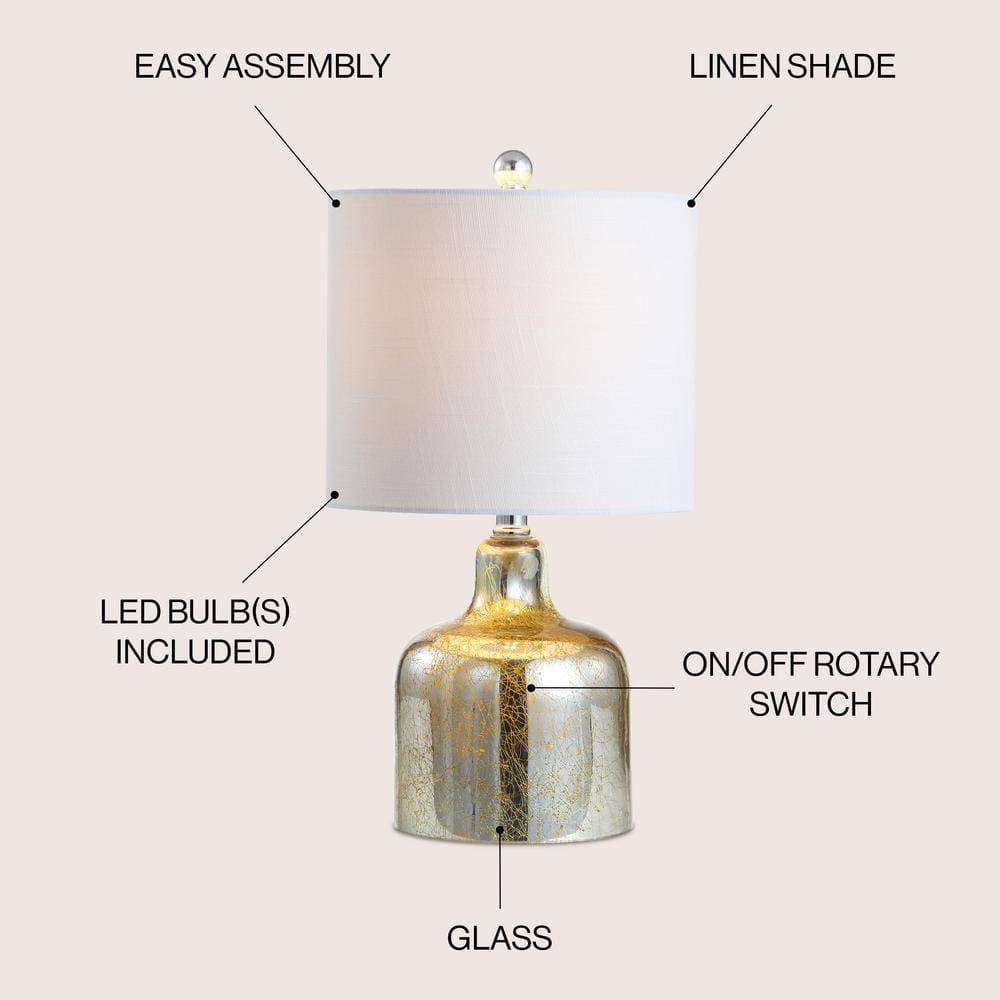 Gemma 19 in. Gold Glass Bell LED Table Lamp