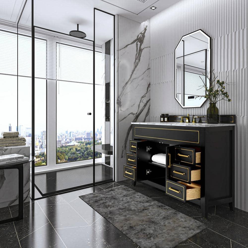 Aspen 48'' Single Bathroom Vanity with Carrara Marble Top