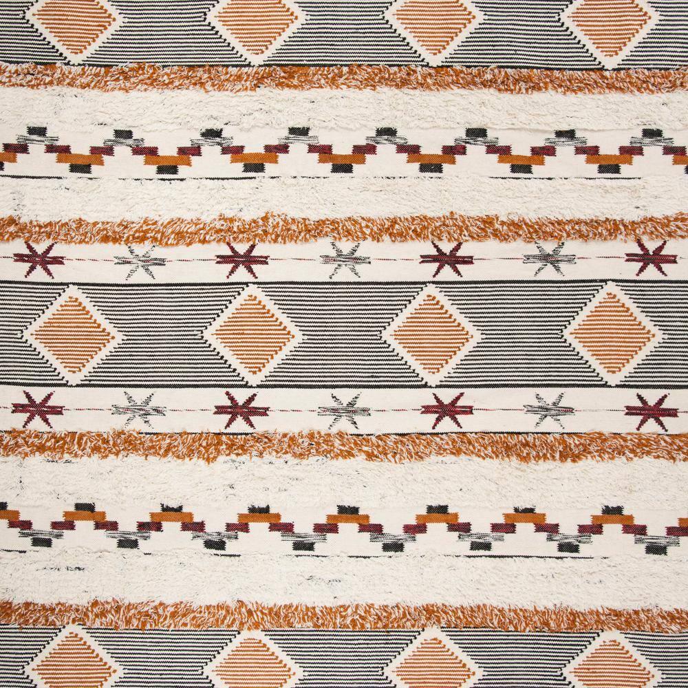 Kenya KNY904 Hand Knotted Area Rug - Ivory/Black-Orange - 8'x10' - Safavieh