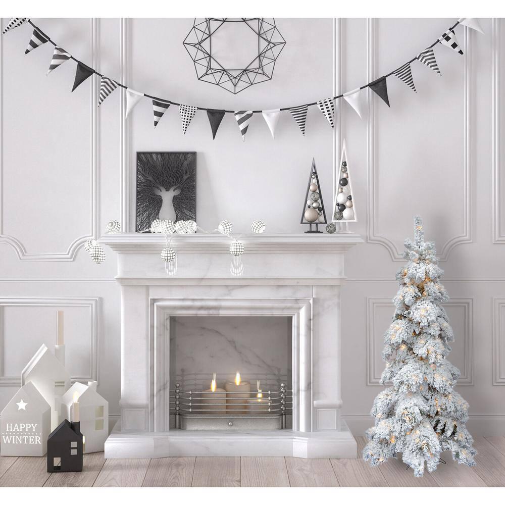 Vickerman 4' Flocked Spruce Artificial Christmas Tree, Warm White Single Mold LED Lights