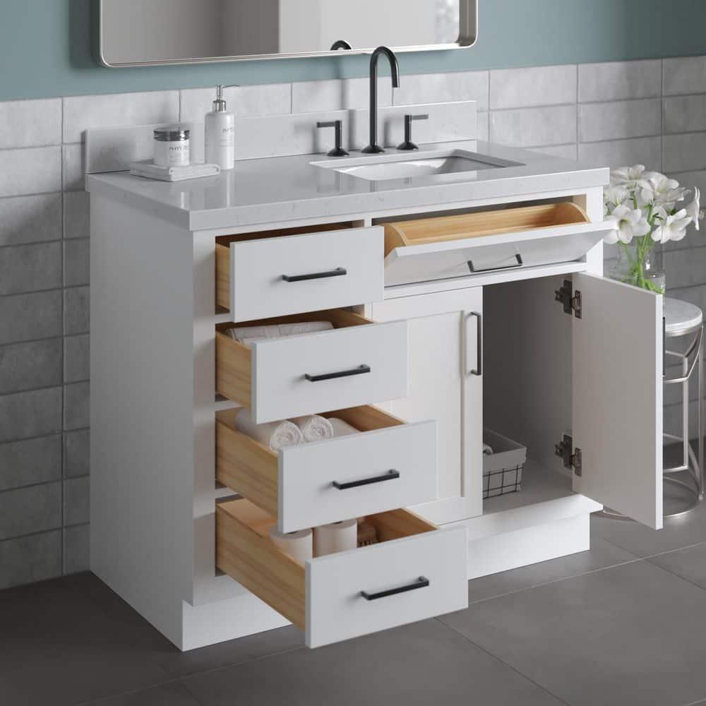 Ariel T042srcqrvo Hepburn 42" Free Standing Single Basin Vanity Set - White