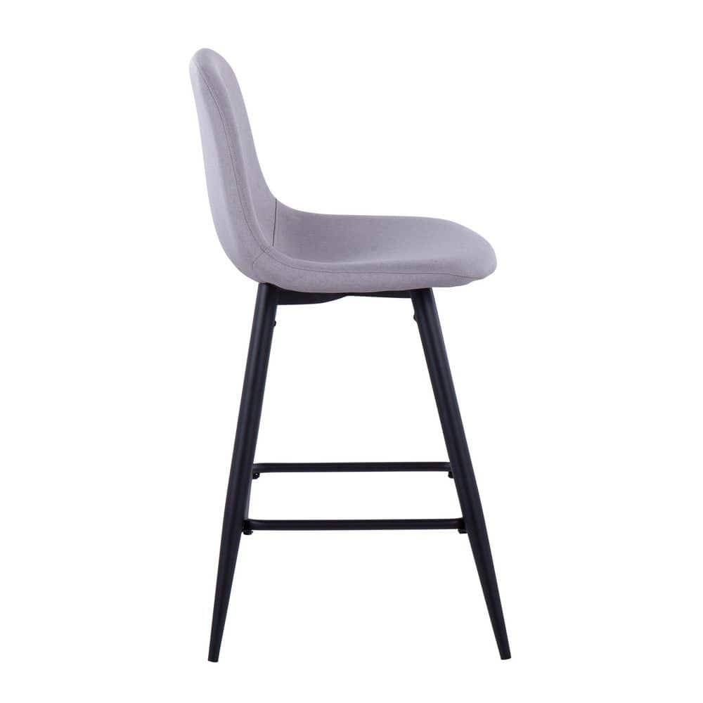 Set of 2 Pebble Counter Height Barstools Black/Light Gray - LumiSource: Upholstered Metal Frame, 250lb Capacity