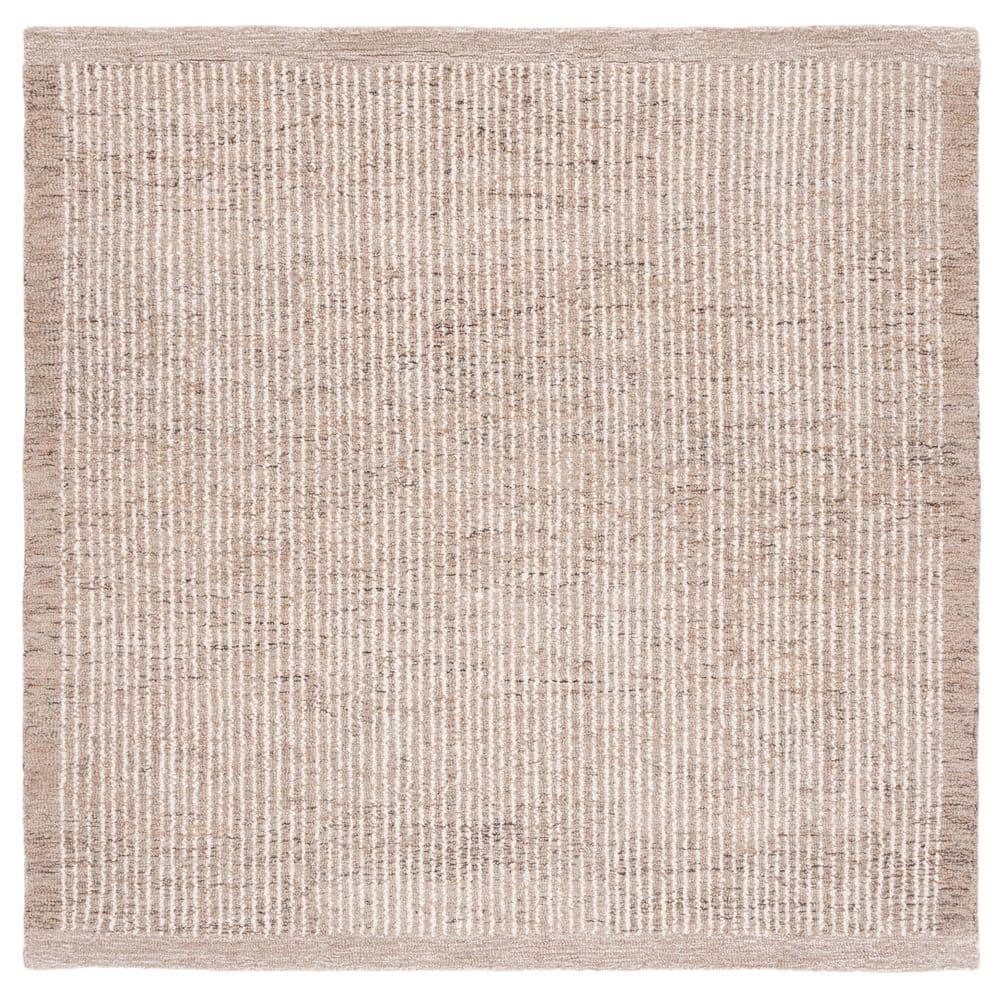Abstract ABT220 Handmade Indoor Area Rug - Brown/Ivory - 6'x6' - Safavieh