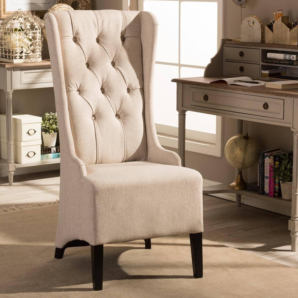 Vincent Linen Modern Accent Chair Beige - Baxton Studio