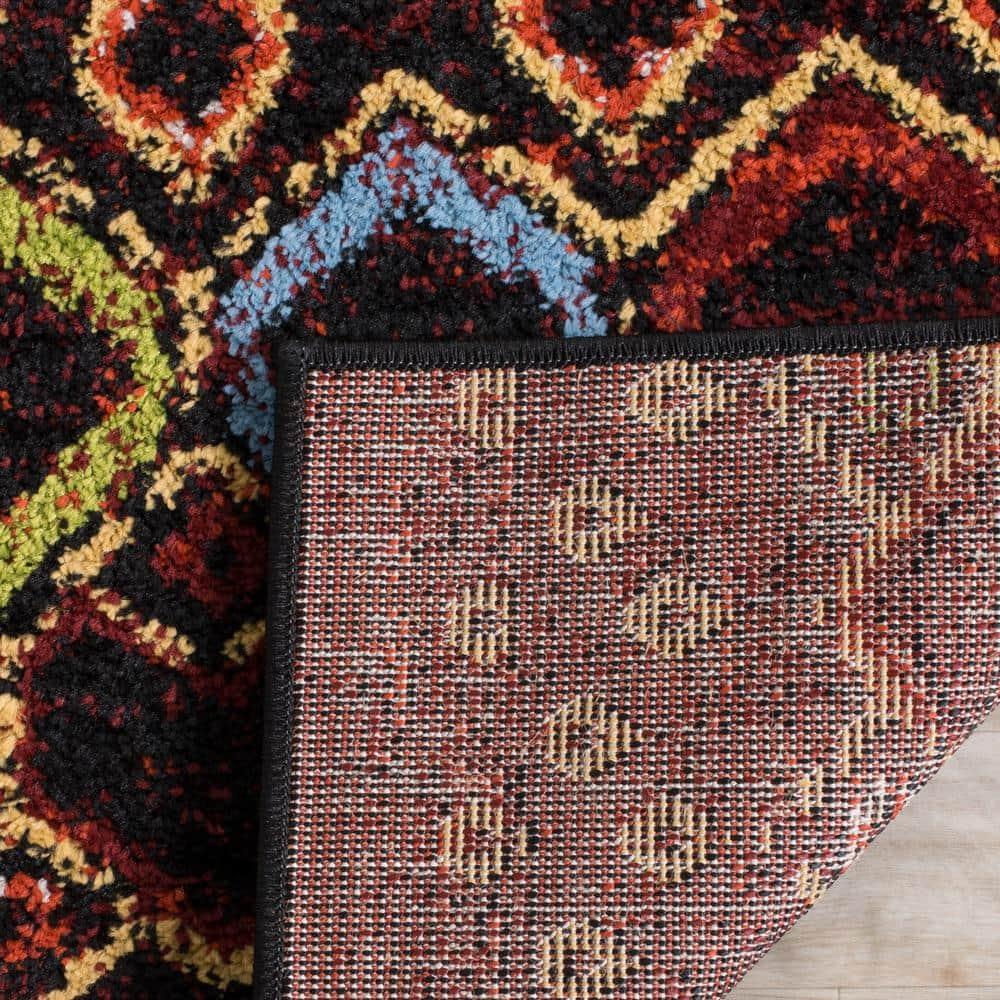 Amsterdam AMS108 Power Loomed Indoor Runner Rug - Black/Multi - 2'3"x10' - Safavieh