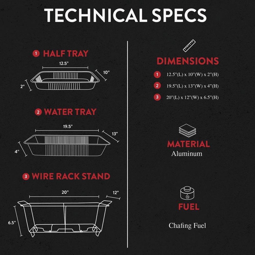 Alpha Living 70027 33-Pcs Disposable Chaffing Buffet with-Covers, Utensils, 6Hr Fuel Cans – Premium Chafing Dish Set for Events, Parties, Catering