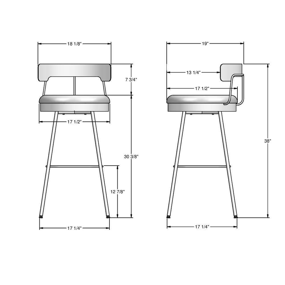 Greige Faux Leather Swivel Bar Stool with Black Metal Base