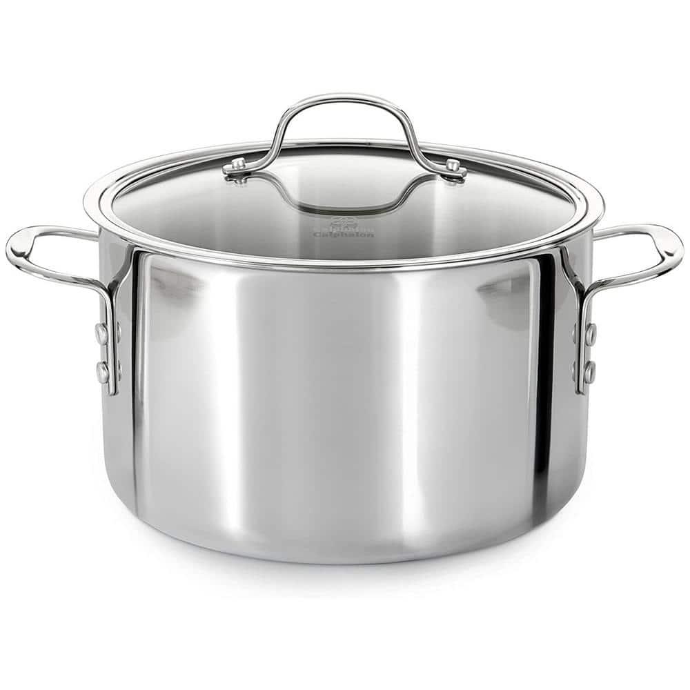 Calphalon 8 Quart Tri-Ply Stainless Steel Stock Pot with Lid and Aluminum Core