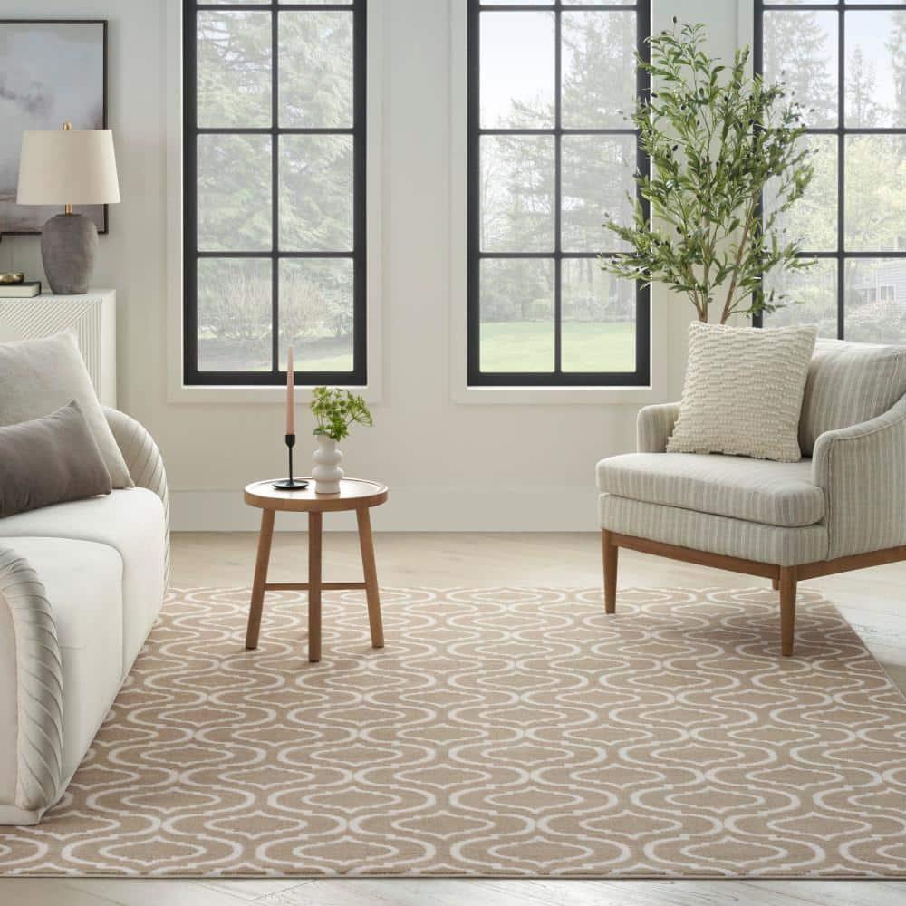 Nourison Jubilant Moroccan Trellis Indoor Area Rug Taupe 7'10"x9'10"