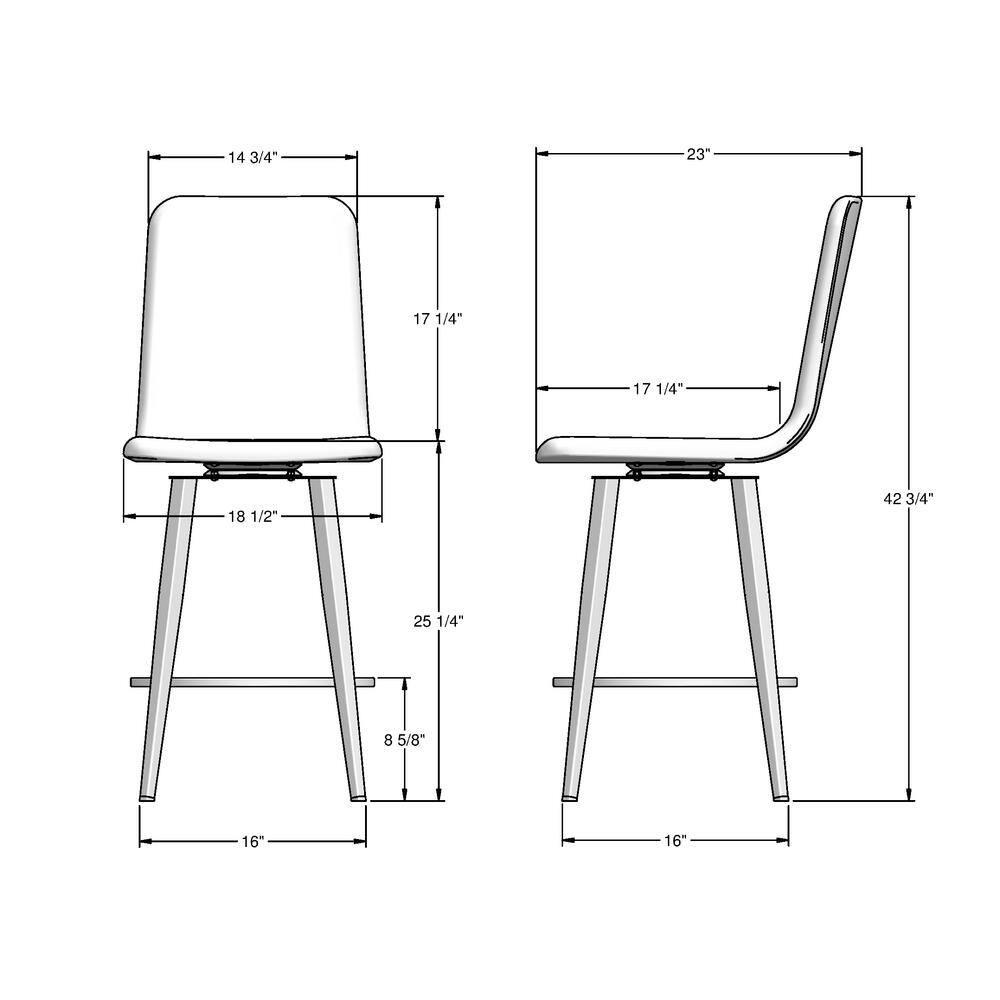 Watson 26" Charcoal Grey Polyester Swivel Counter Stool with Black Metal Frame