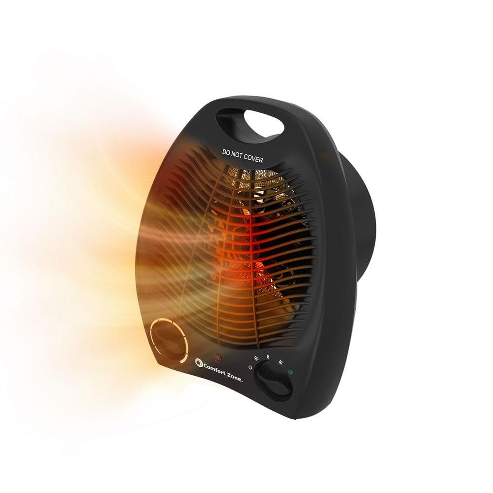 Comfort Zone Fan-Forced Portable Space Heater with Thermostat, Black