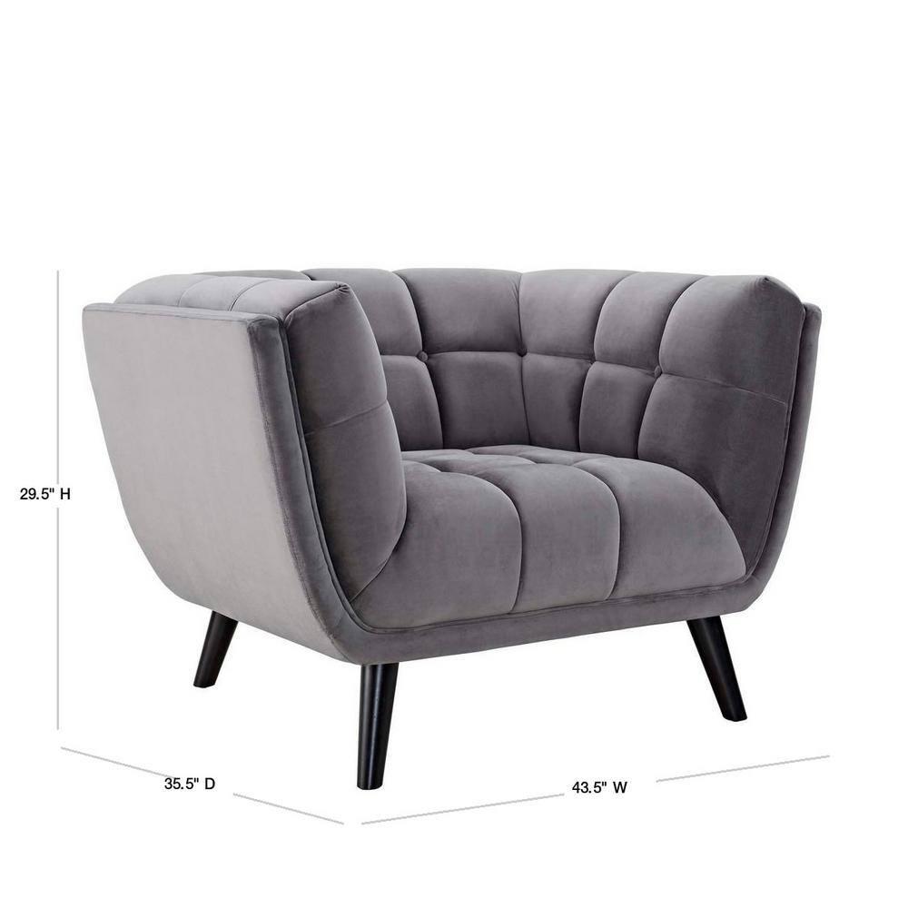 Modway Bestow Performance Velvet Armchair in Gray