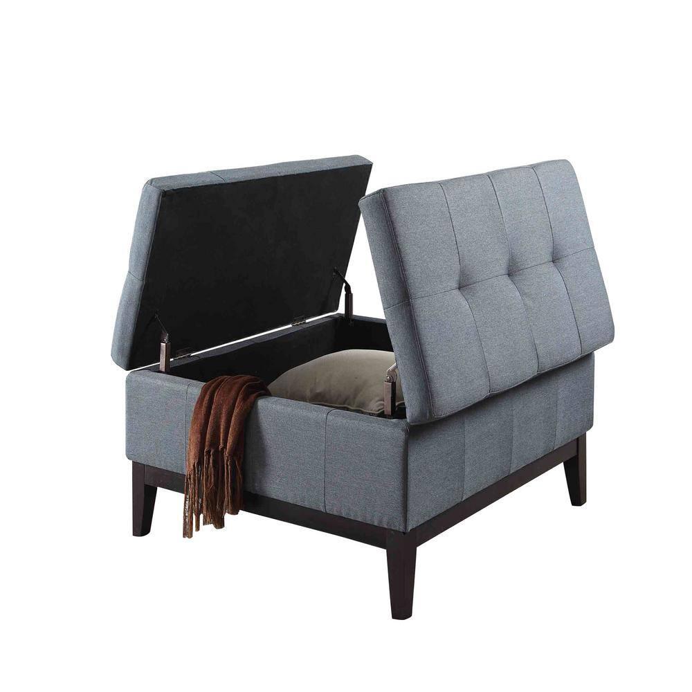 Elegant Espresso Dual Lift Storage Coffee Table in Blue-Gray