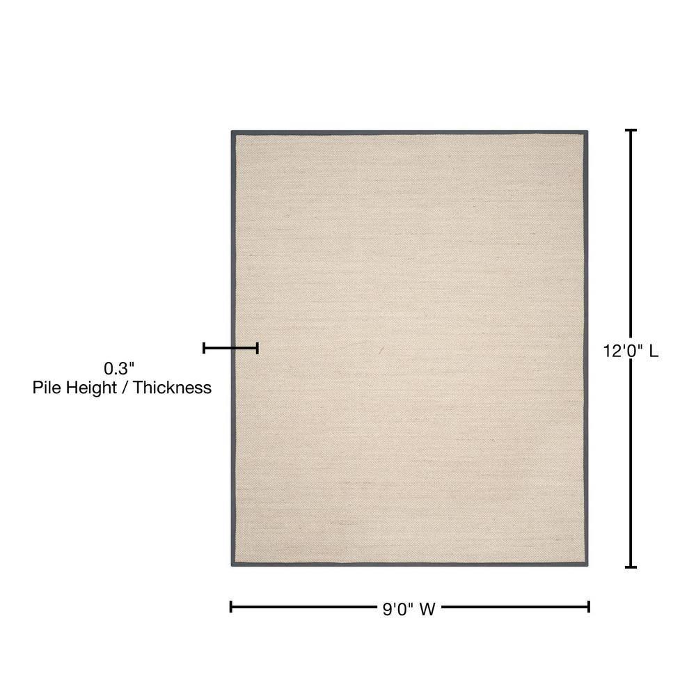 Natural Fiber NF143 Power Loomed Indoor Area Rug - Marble/Dark Grey - 9'x12' - Safavieh