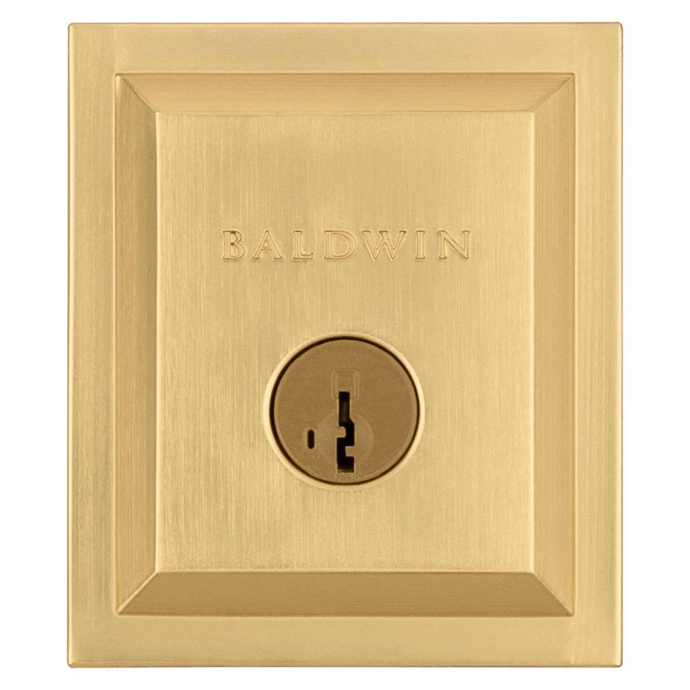 Baldwin Spyglass, Single Cylinder Front Door Deadbolt Featuring SmartKey Re-key Technology and Microban Protection, in Satin Brass