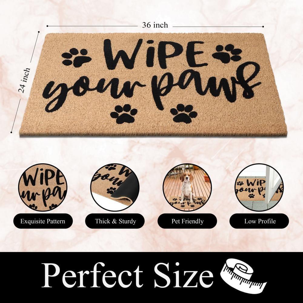 A1HC Natural Coir Flocked Doormat with Heavy Duty Non-Slip PVC Backing Easy to Clean, Fade Resistant, Pet Friendly Outdoor Welcome Mat, Low-Profile Durable Doormat