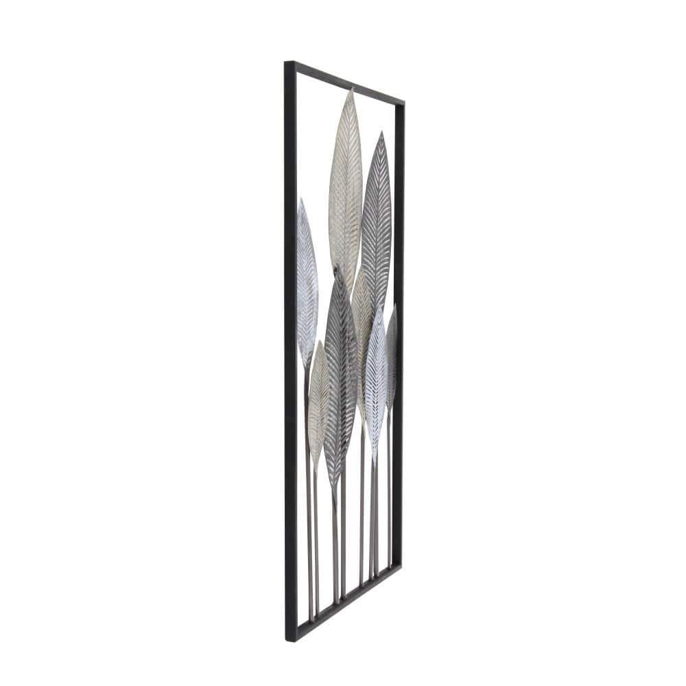 DecMode Bronze Metal Leaf Wall Decor with Black Frame