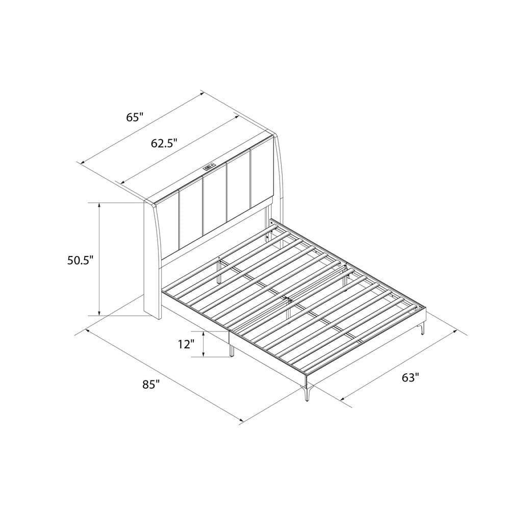 DHP Lamora Upholstered Wingback Bed with USB, Queen, Taupe Linen