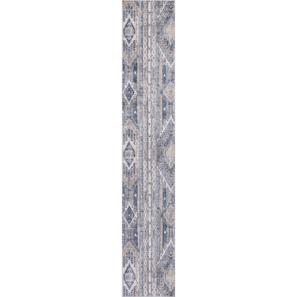 Unique Loom Portland Collection Area Rug - Orford (2' 2" x 12' Runner Navy Blue/Blue)