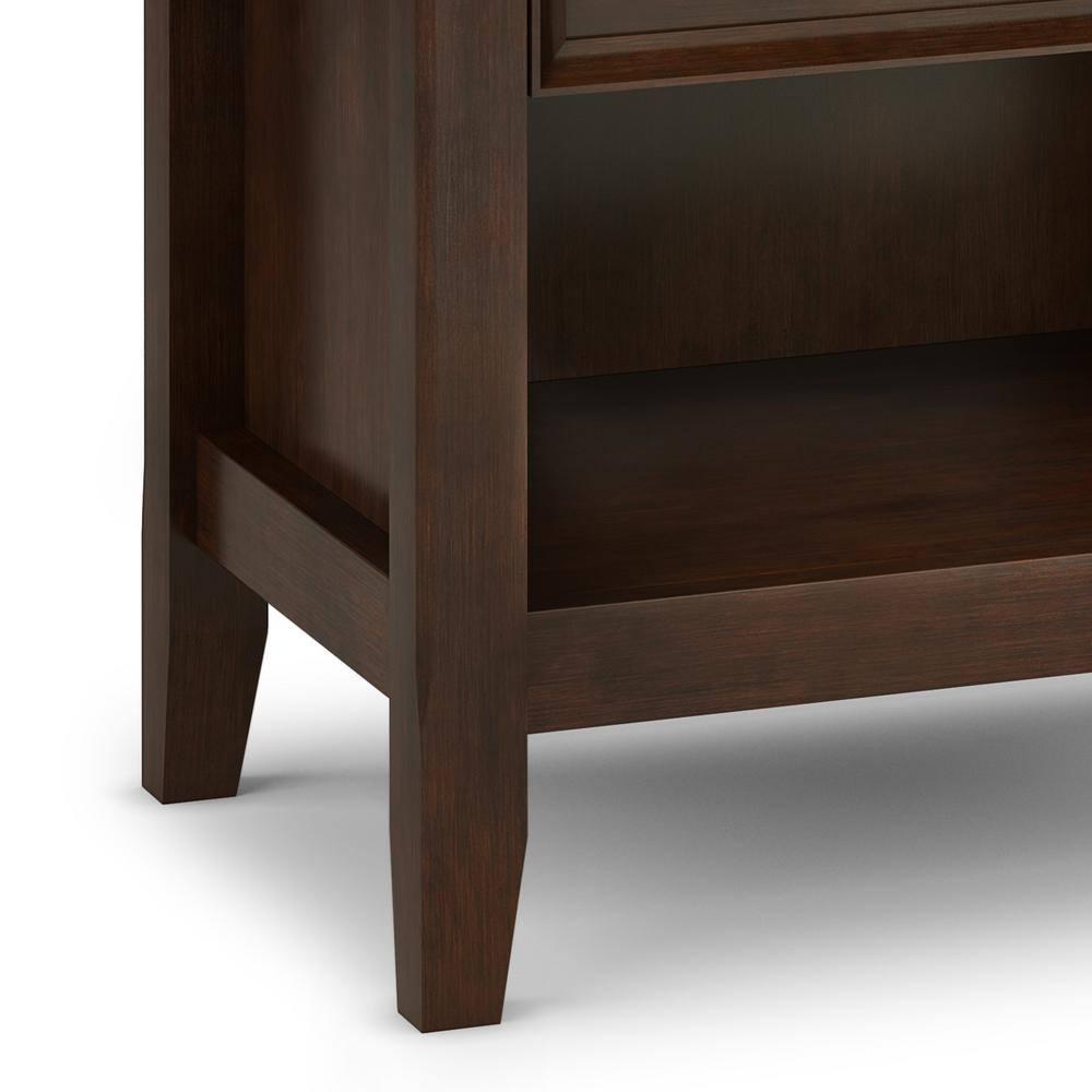 Simpli Home Amherst Solid Wood Bedside Table In Russet Brown