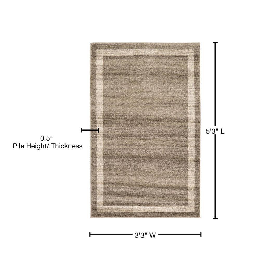 Unique Loom Del Mar Collection Area Rug - Maria (3' 3" x 5' 3" Rectangle Light Brown/Ivory)