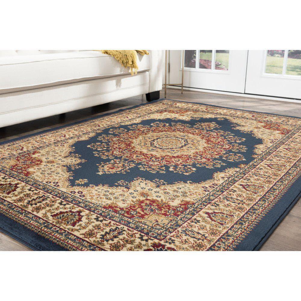 Tayse Sensation Area Rug 4707 NAVY Traditional Navy Blue Medallion Circle 8' 9" x 12' 3" Rectangle