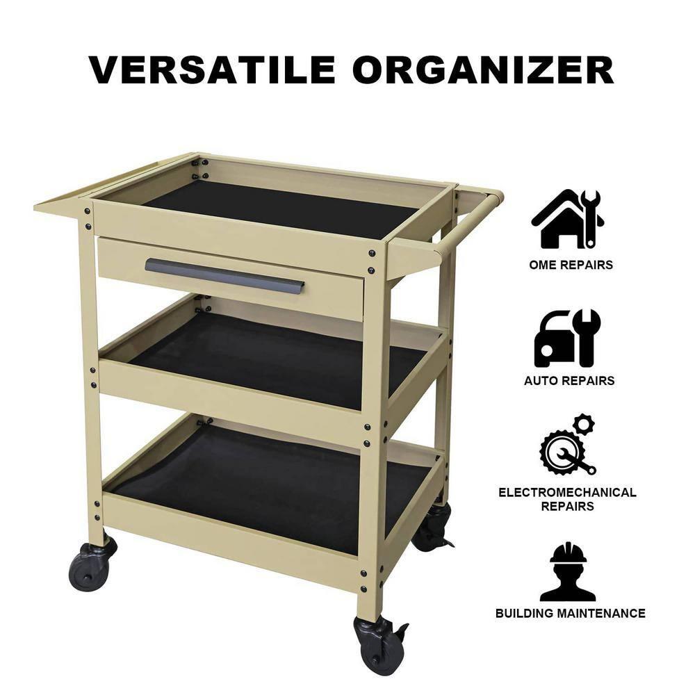 GSTANDARD APTB311Y Torin 3 Layer Rolling Tool Cart: Multifunction Utility Cart with One Slide Drawer and Service Cart for Home, Garage, Kitchen, Office or Cafe, Yellow