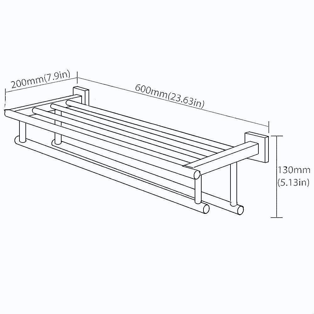 24 Inch Towel Racks for Bathroom, 2 Tire Bathroom Shelf with Towel Bar, Rustproof Wall Mounted Towel Rack SUS304 Stainless Steel, Bathroom Accessories Lavatory Towel Storage - Black