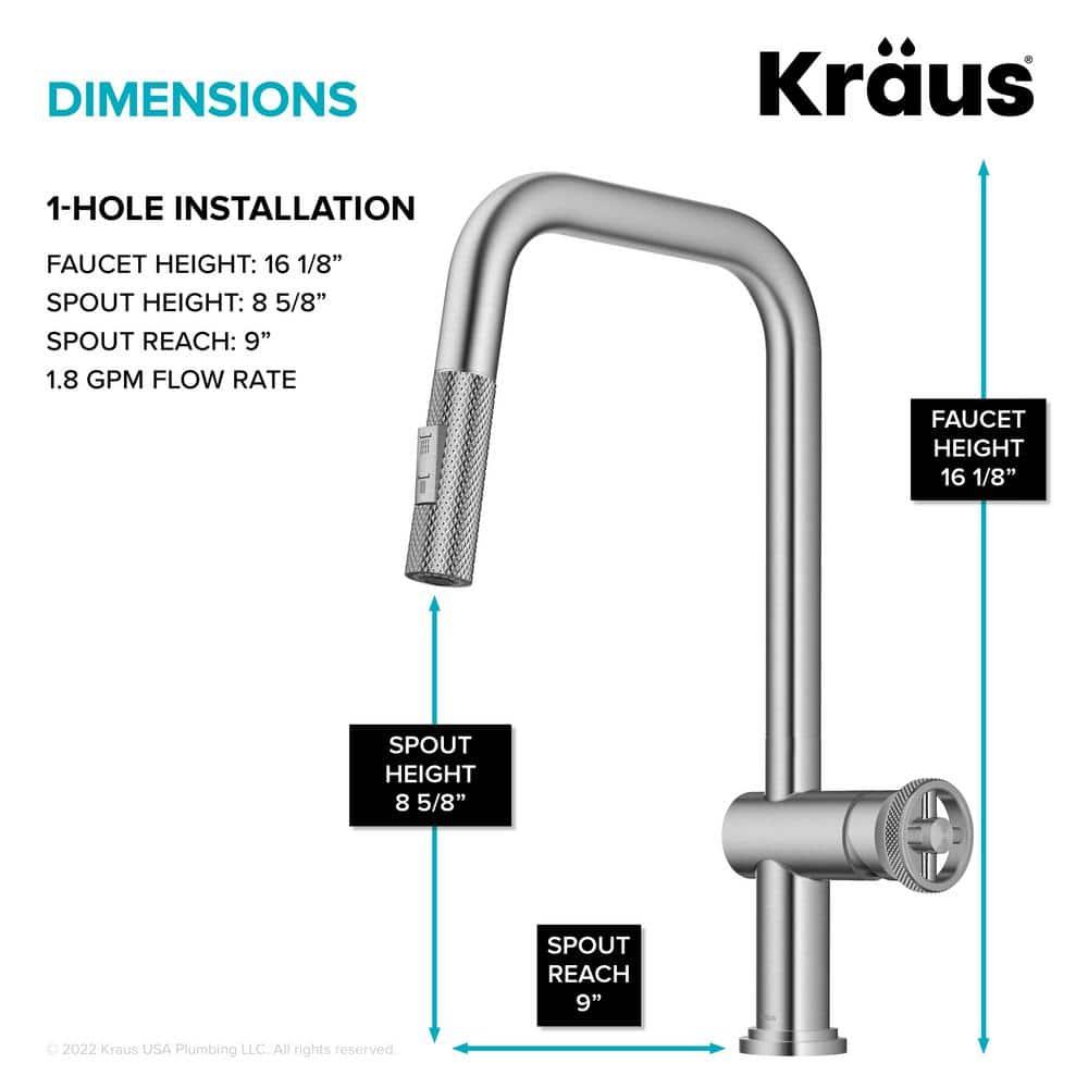 Urbix Industrial Pull-Down Single Handle Kitchen Faucet