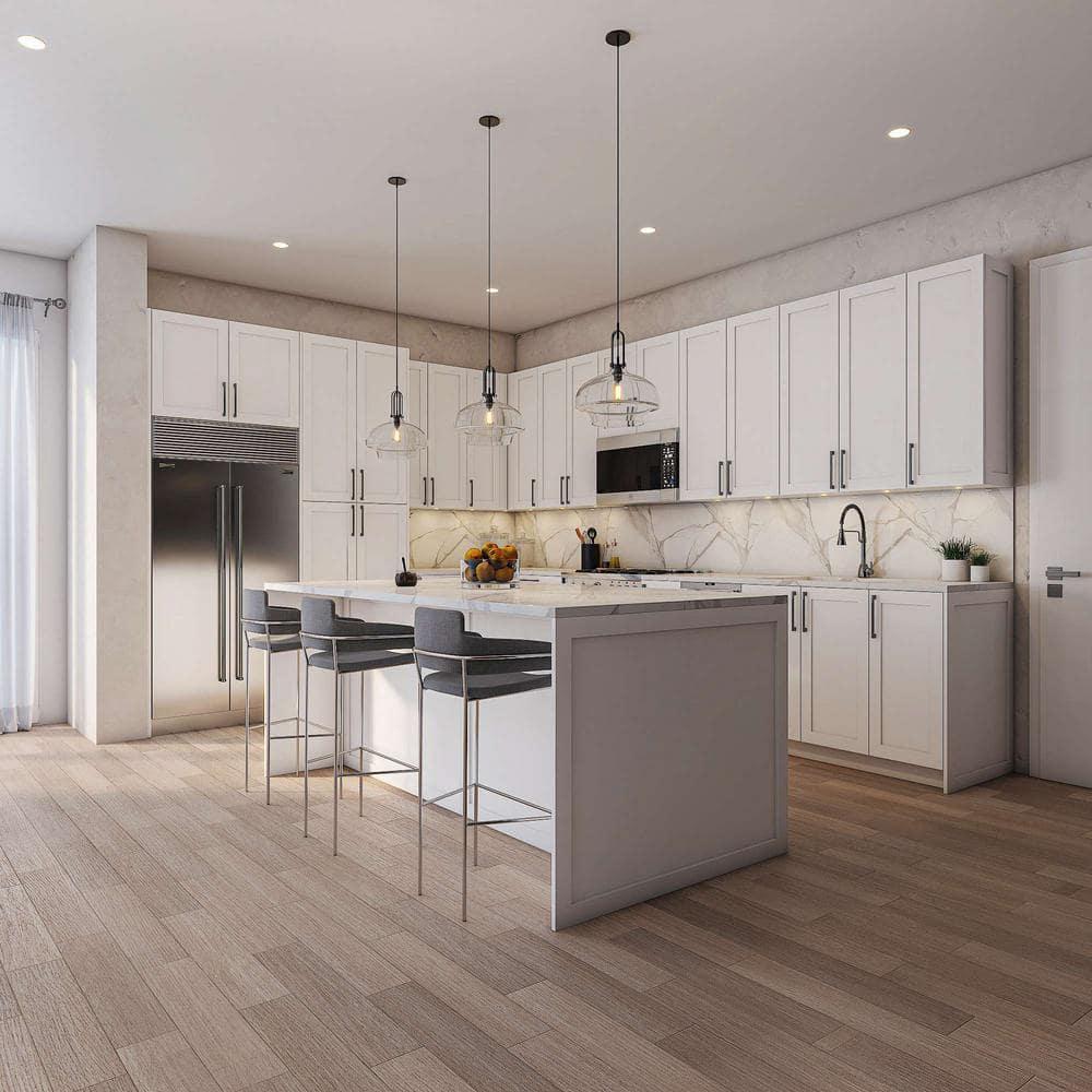 Cambridge Quick Assemble Modern Style, Shaker White 36 in. Lazy Susan Base Kitchen Cabinet