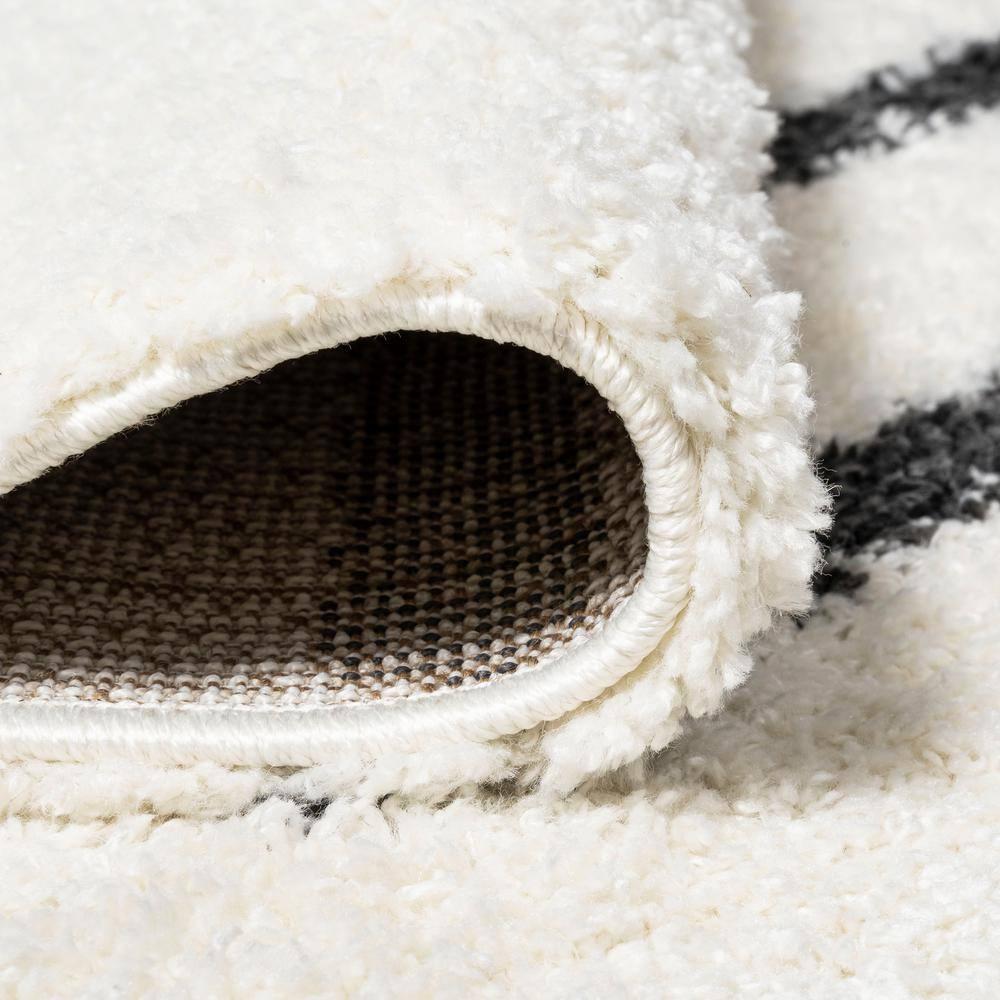 2'x10' Alaro Berber Stripe Shag Runner Rug, White - JONATHAN Y