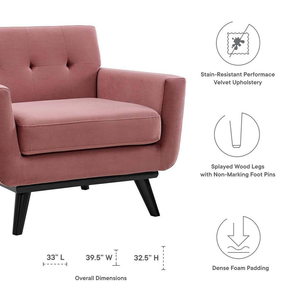 Engage Performance Velvet Armchair Dusty Rose - Modway