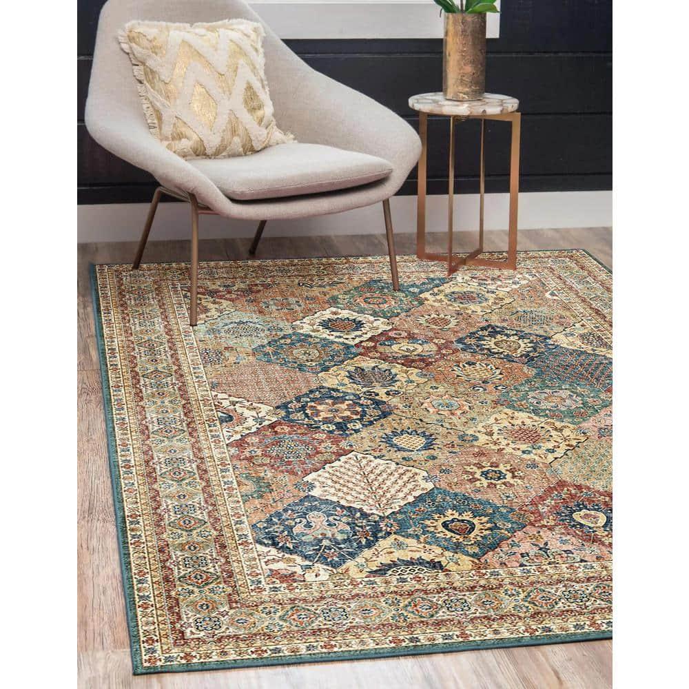 Gertmenian Gertmenian Crystal Print Cinzia Washable Digital Print Traditional Patchwork Border Area Rug