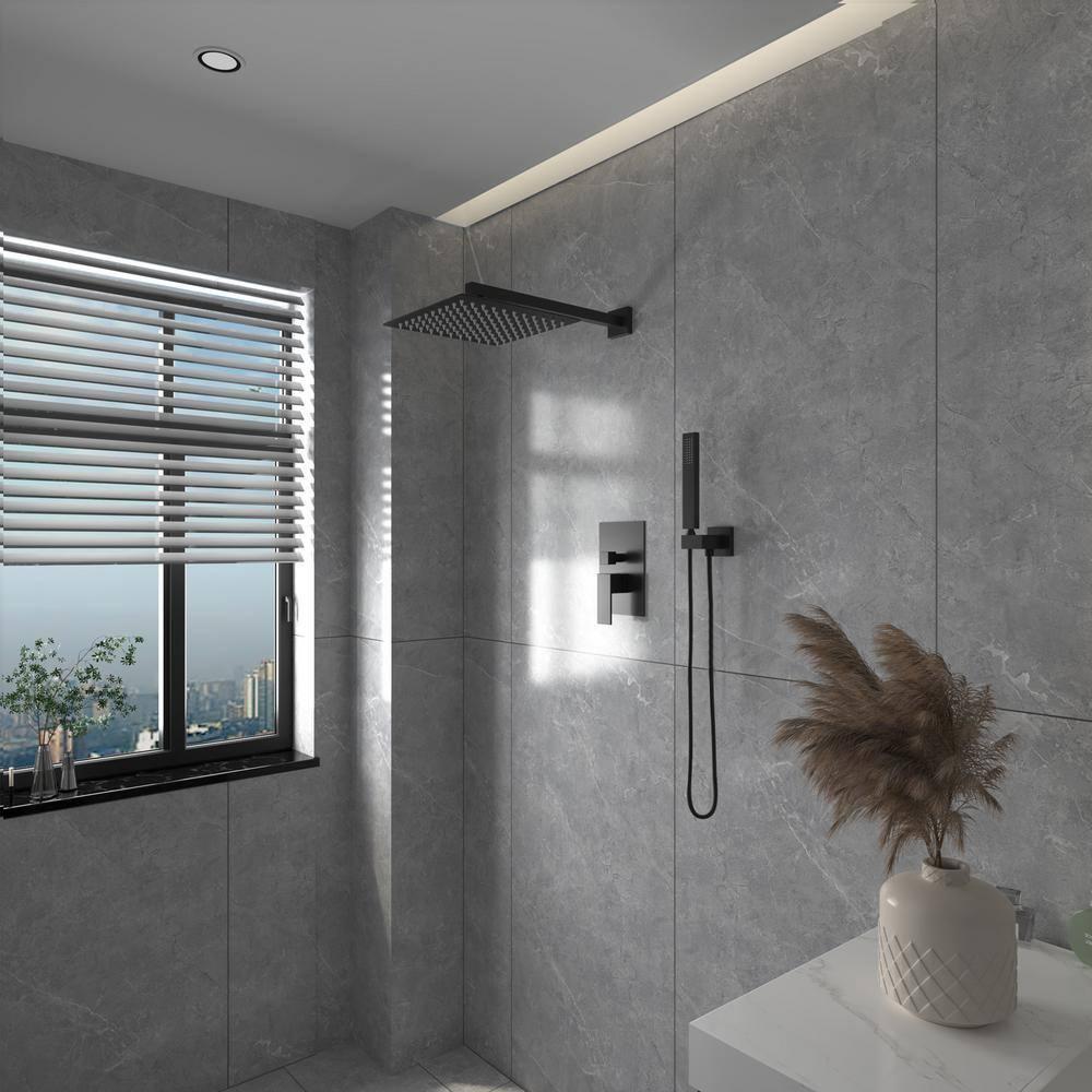 Single Handle 2-Spray Square High Pressure Shower Faucet with 16" Shower Head