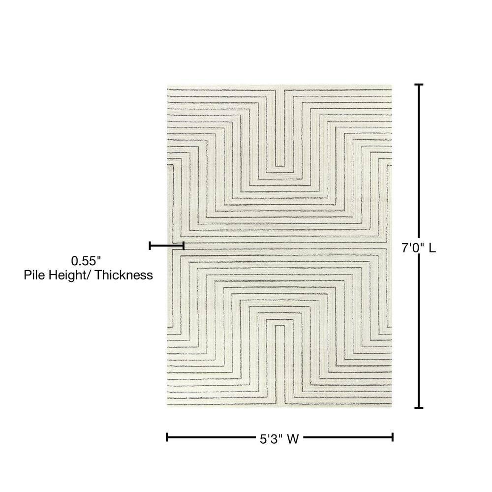 Balta Rugs 5'3"x7' Carmody Transitional Geometric Rug Cream: Off-White, Medium Pile, Indoor, Fade & Stain-Resistant
