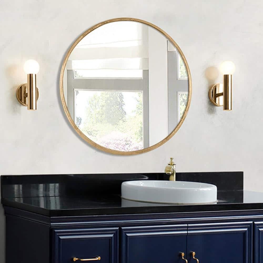 Elegant 29" Round Gold Metal Frame Bathroom Vanity Mirror