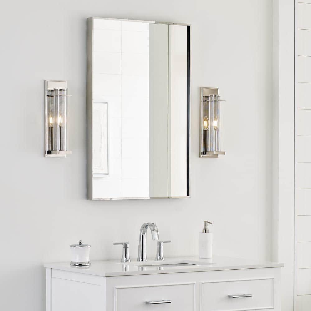 Polished Nickel Cylinder Dimmable Wall Sconce with Clear Glass Shade